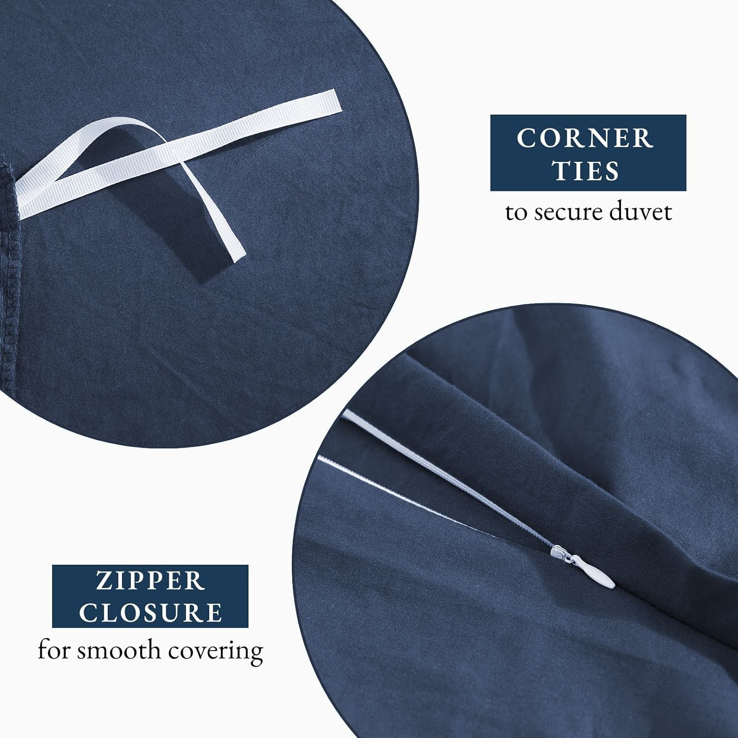 Hotel Soft Microfiber Duvet Cover Set-2000TC Quilt Cover Set & Pillowcases -1 Donna Cover Zipper Closure & 1 x Pillowcases-Breathable Bedding - Wrinkle, Fade, Stain Resistant(Navy,Double)