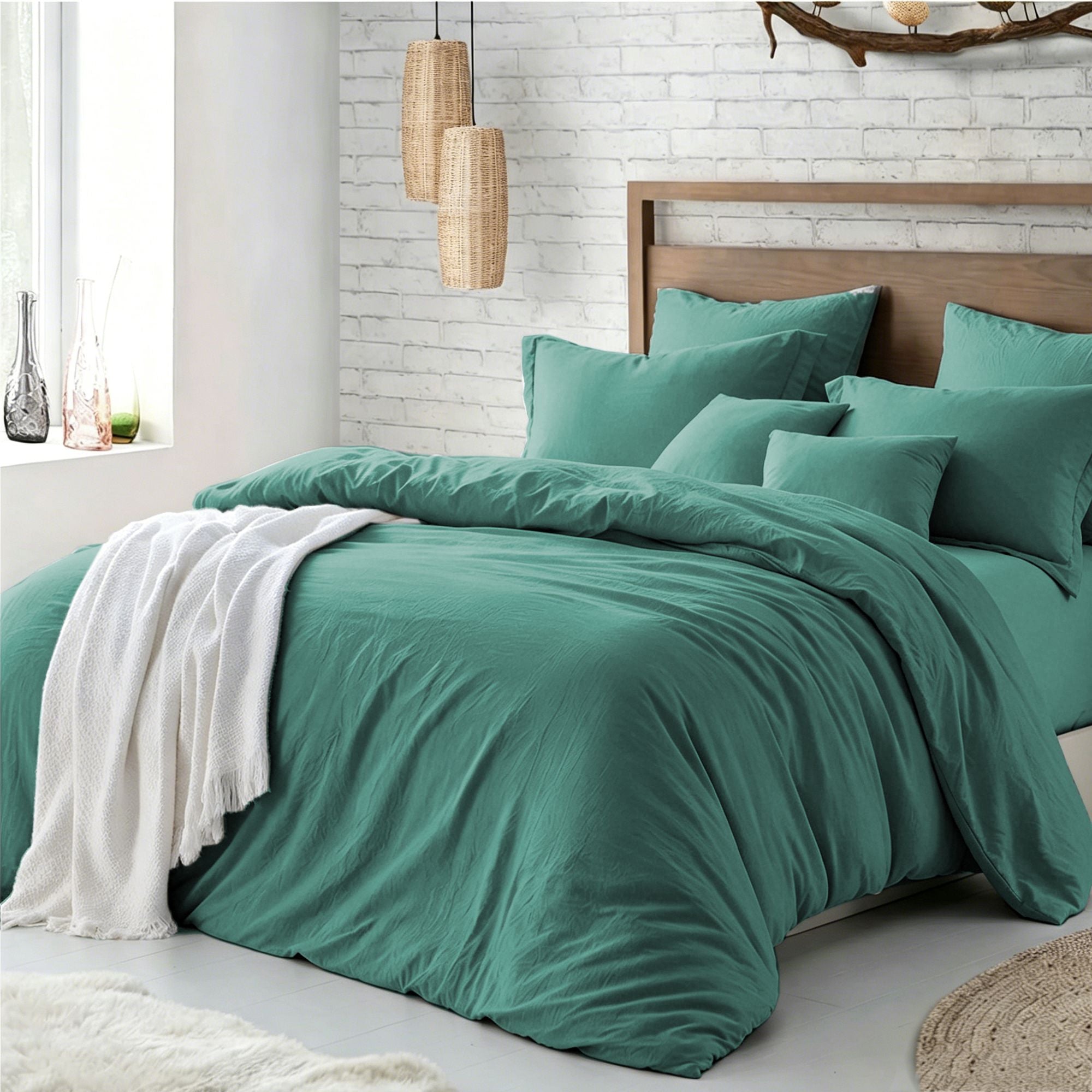 Hotel Soft Microfiber Duvet Cover Set-2000TC Quilt Cover Set & Pillowcases -1 Donna Cover Zipper Closure & 1 x Pillowcases-Breathable Bedding - Wrinkle, Fade, Stain Resistant(Biscay blue,Double)