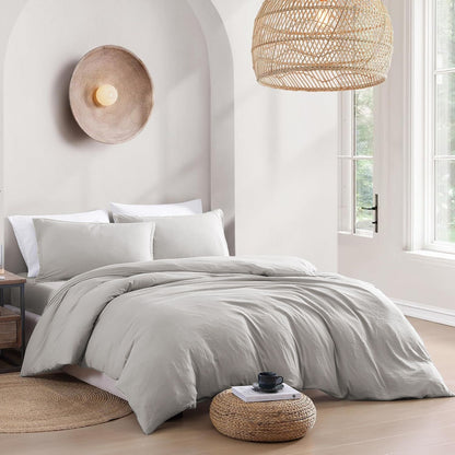 Hotel Soft Microfiber Duvet Cover Set-2000TC Quilt Cover Set & Pillowcases -1 Donna Cover Zipper Closure & 1 x Pillowcases-Breathable Bedding - Wrinkle, Fade, Stain Resistant(Silver-gray,Double)