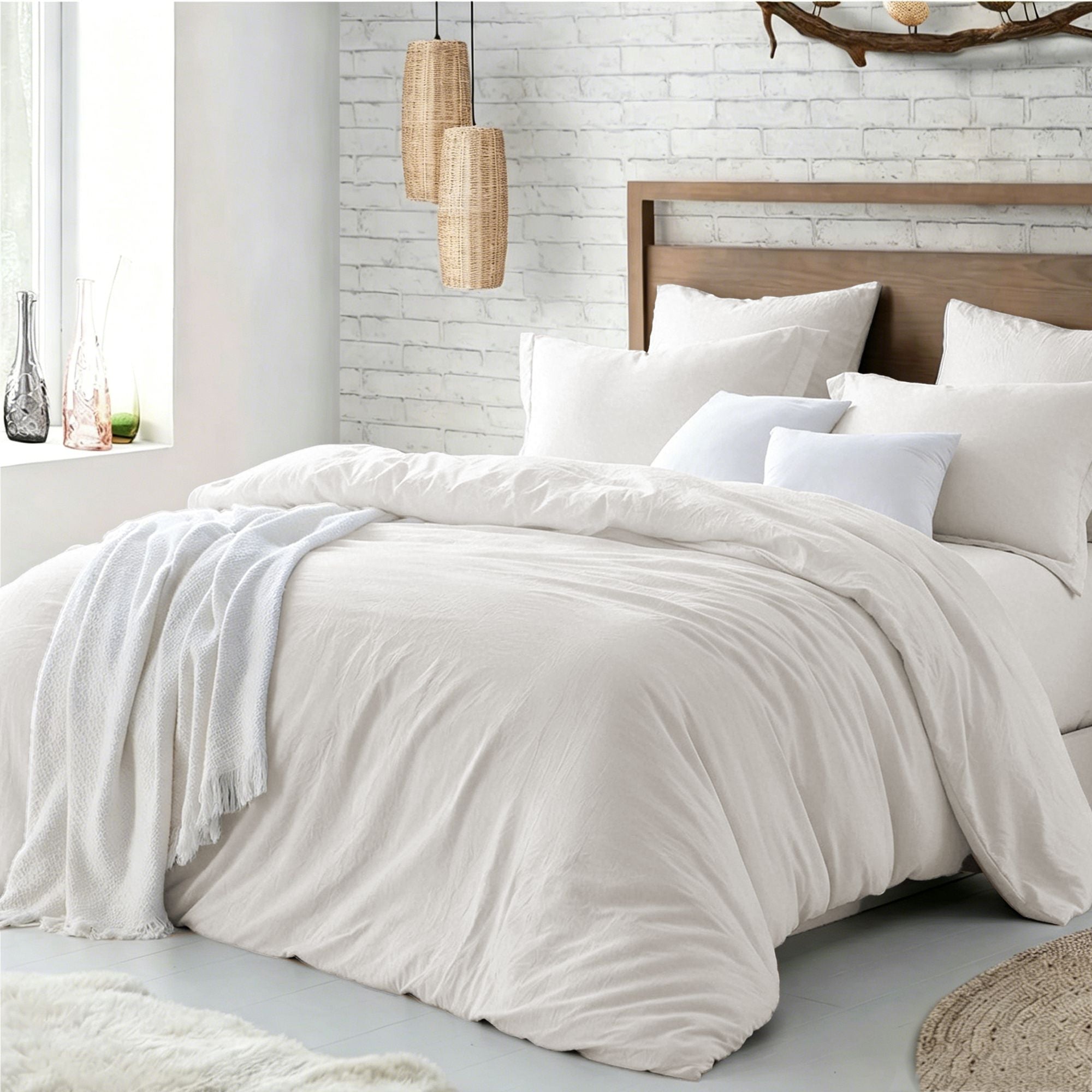 Hotel Soft Microfiber Duvet Cover Set-2000TC Quilt Cover Set & Pillowcases -1 Donna Cover Zipper Closure & 1 x Pillowcases-Breathable Bedding - Wrinkle, Fade, Stain Resistant(Raw white,King)