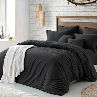 Hotel Soft Microfiber Duvet Cover Set-2000TC Quilt Cover Set & Pillowcases -1 Donna Cover Zipper Closure & 1 x Pillowcases-Breathable Bedding - Wrinkle, Fade, Stain Resistant(Black,King)