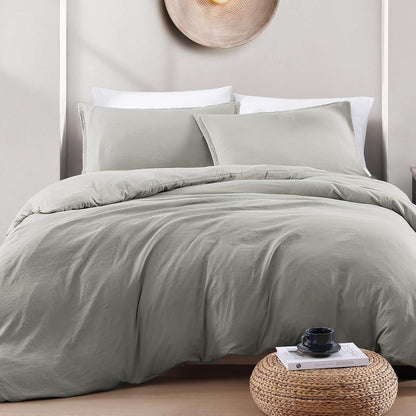 Hotel Soft Microfiber Duvet Cover Set-2000TC Quilt Cover Set & Pillowcases -1 Donna Cover Zipper Closure & 1 x Pillowcases-Breathable Bedding - Wrinkle, Fade, Stain Resistant(Grey,King)