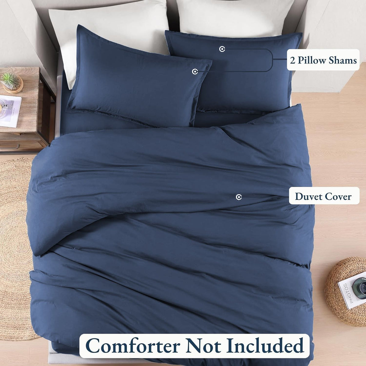 Hotel Soft Microfiber Duvet Cover Set-2000TC Quilt Cover Set & Pillowcases -1 Donna Cover Zipper Closure & 1 x Pillowcases-Breathable Bedding - Wrinkle, Fade, Stain Resistant(Navy,King)