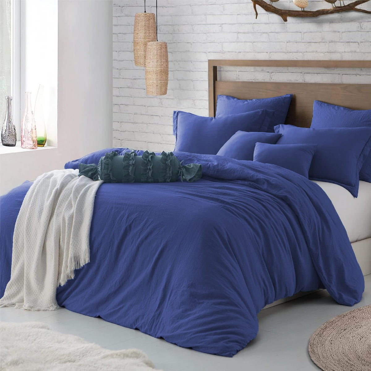 Hotel Soft Microfiber Duvet Cover Set-2000TC Quilt Cover Set & Pillowcases -1 Donna Cover Zipper Closure & 1 x Pillowcases-Breathable Bedding - Wrinkle, Fade, Stain Resistant(Royal blue,King Single)