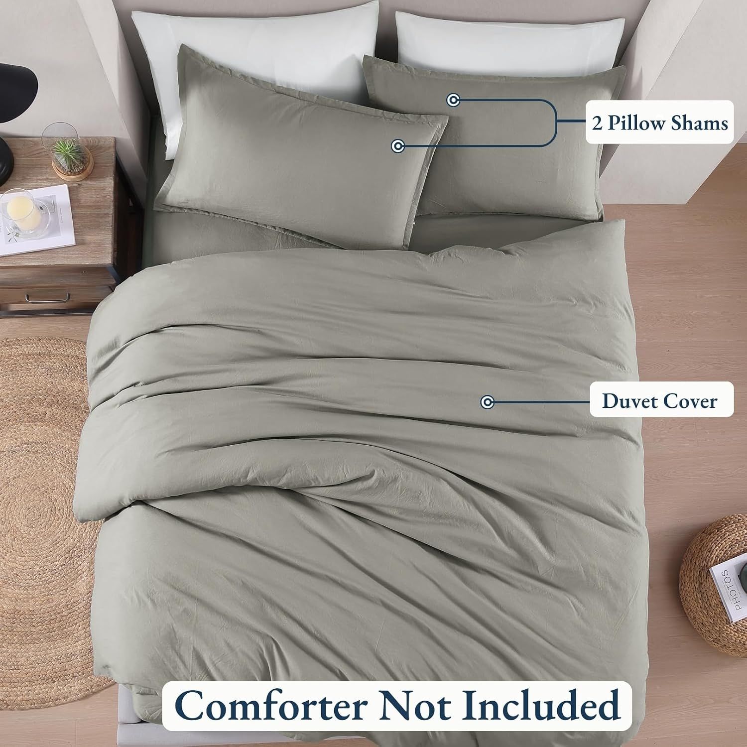 Hotel Soft Microfiber Duvet Cover Set-2000TC Quilt Cover Set & Pillowcases -1 Donna Cover Zipper Closure & 1 x Pillowcases-Breathable Bedding - Wrinkle, Fade, Stain Resistant(Grey,King Single)