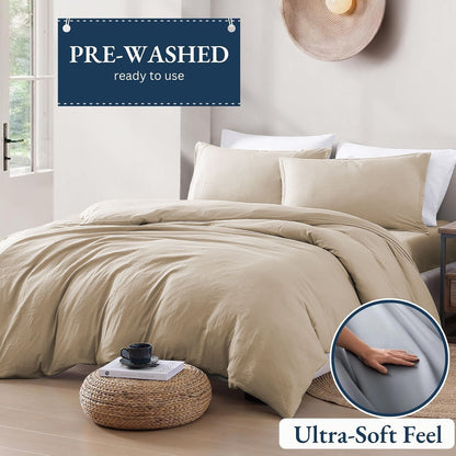 Hotel Soft Microfiber Duvet Cover Set-2000TC Quilt Cover Set & Pillowcases -1 Donna Cover Zipper Closure & 1 x Pillowcases-Breathable Bedding - Wrinkle, Fade, Stain Resistant(Camel Beige,King Single)