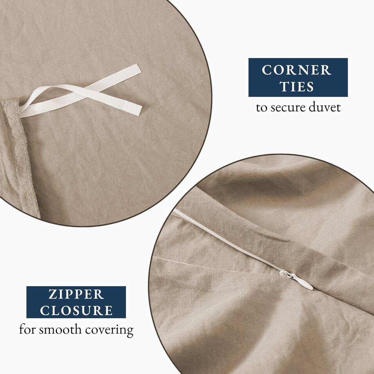 Hotel Soft Microfiber Duvet Cover Set-2000TC Quilt Cover Set & Pillowcases -1 Donna Cover Zipper Closure & 1 x Pillowcases-Breathable Bedding - Wrinkle, Fade, Stain Resistant(Camel Beige,King Single)