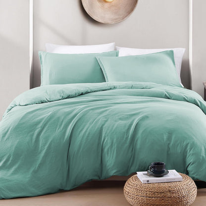 Hotel Soft Microfiber Duvet Cover Set-2000TC Quilt Cover Set & Pillowcases -1 Donna Cover Zipper Closure & 1 x Pillowcases-Breathable Bedding - Wrinkle, Fade, Stain Resistant(Ice Blue,Queen)