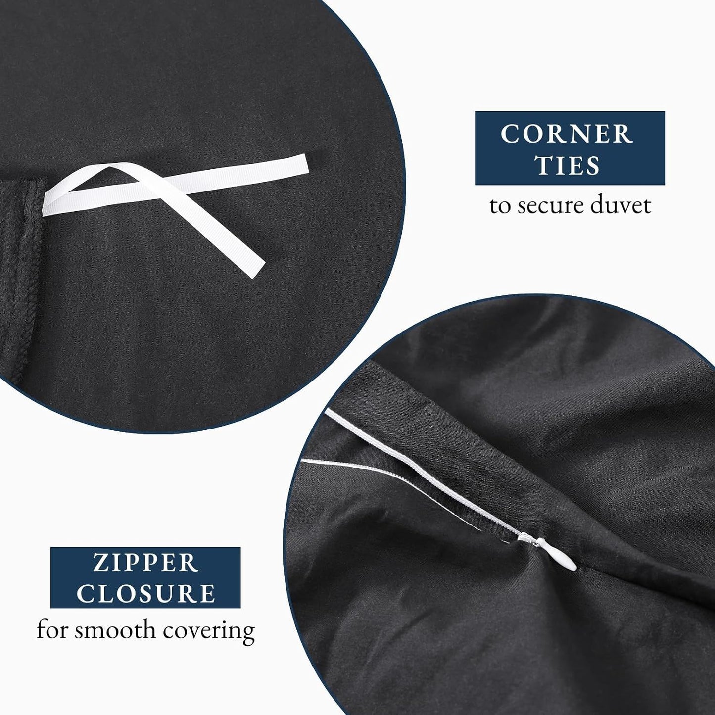 Hotel Soft Microfiber Duvet Cover Set-2000TC Quilt Cover Set & Pillowcases -1 Donna Cover Zipper Closure & 1 x Pillowcases-Breathable Bedding - Wrinkle, Fade, Stain Resistant(Black,Queen)