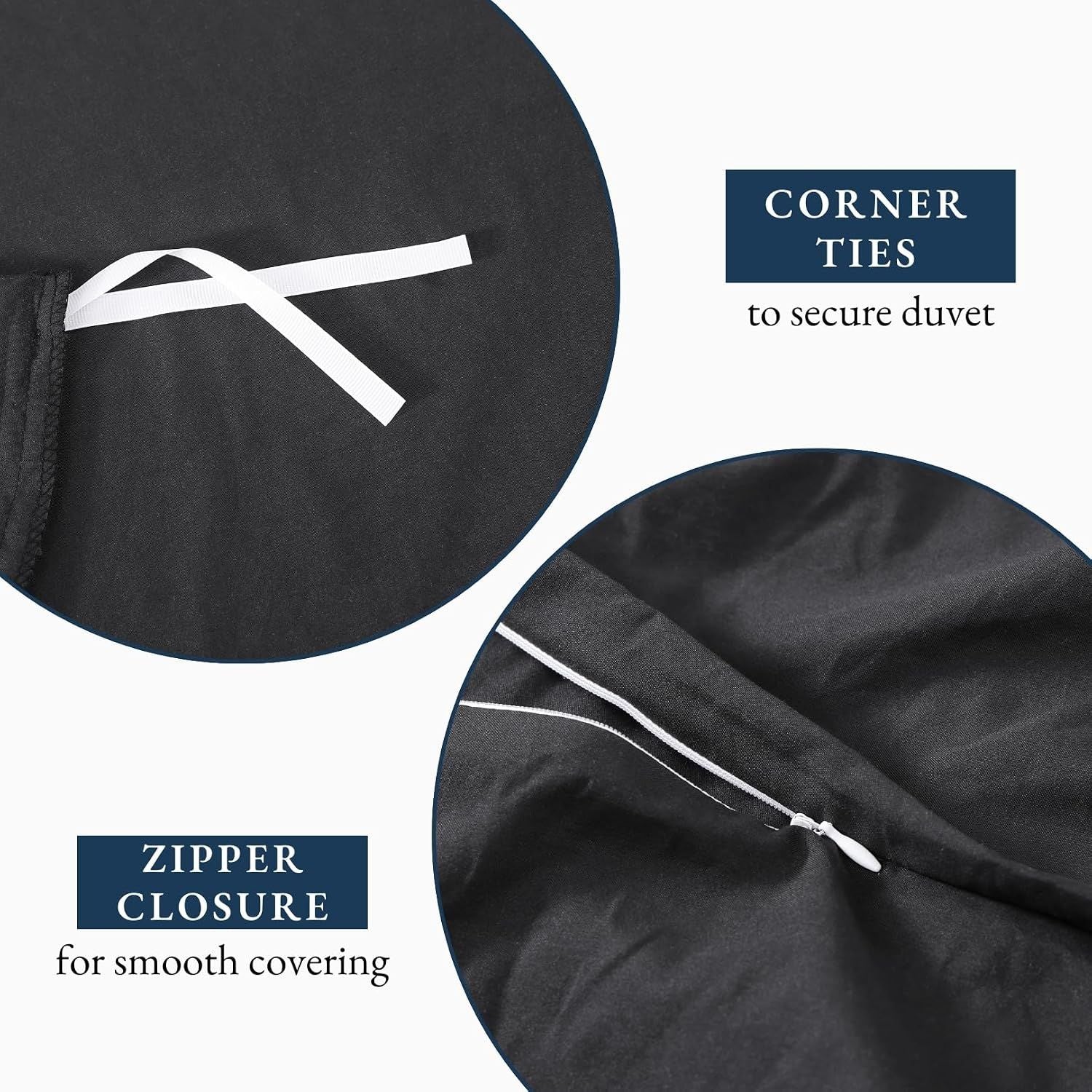 Hotel Soft Microfiber Duvet Cover Set-2000TC Quilt Cover Set & Pillowcases -1 Donna Cover Zipper Closure & 1 x Pillowcases-Breathable Bedding - Wrinkle, Fade, Stain Resistant(Black,Queen)