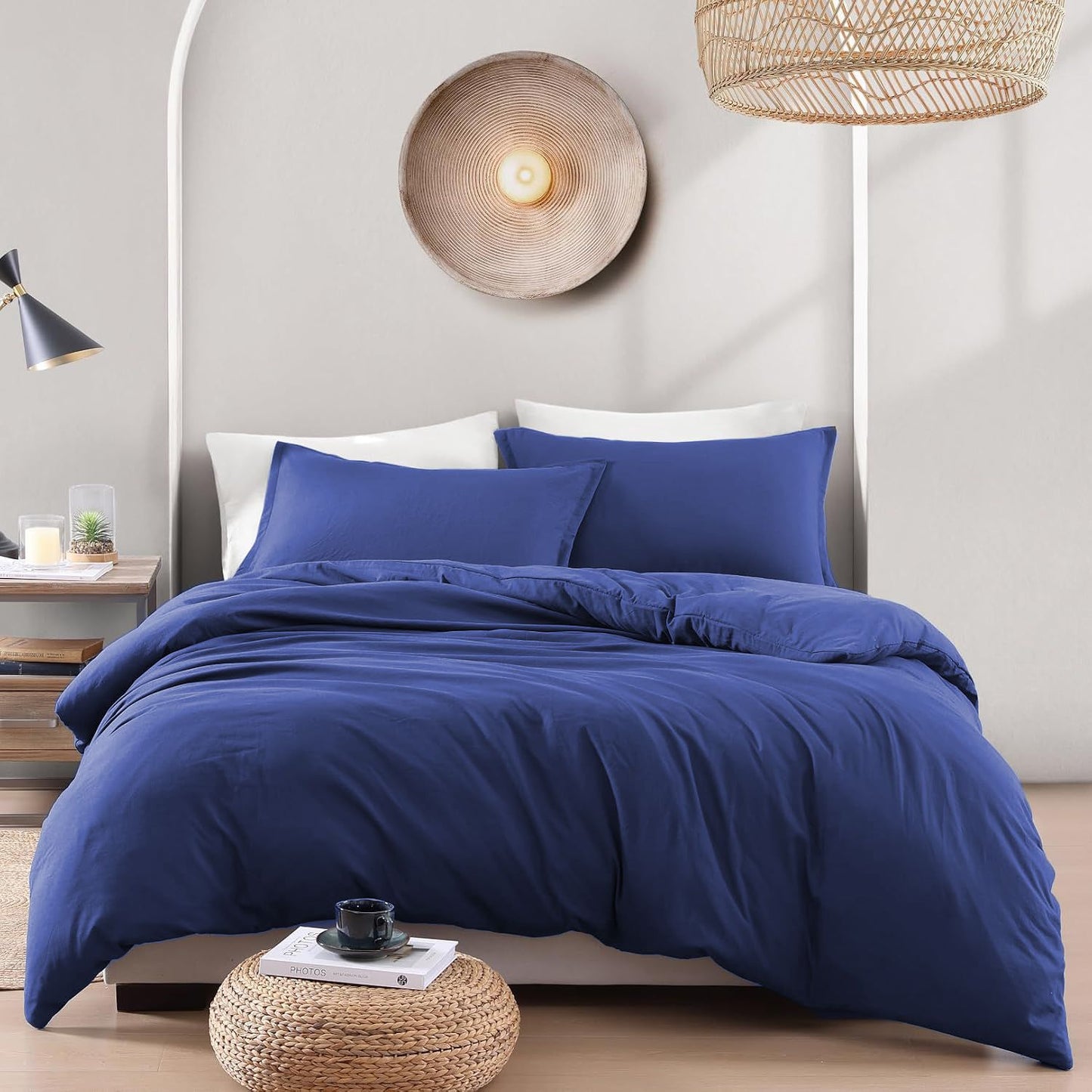Hotel Soft Microfiber Duvet Cover Set-2000TC Quilt Cover Set & Pillowcases -1 Donna Cover Zipper Closure & 1 x Pillowcases-Breathable Bedding - Wrinkle, Fade, Stain Resistant(Royal blue,Queen)