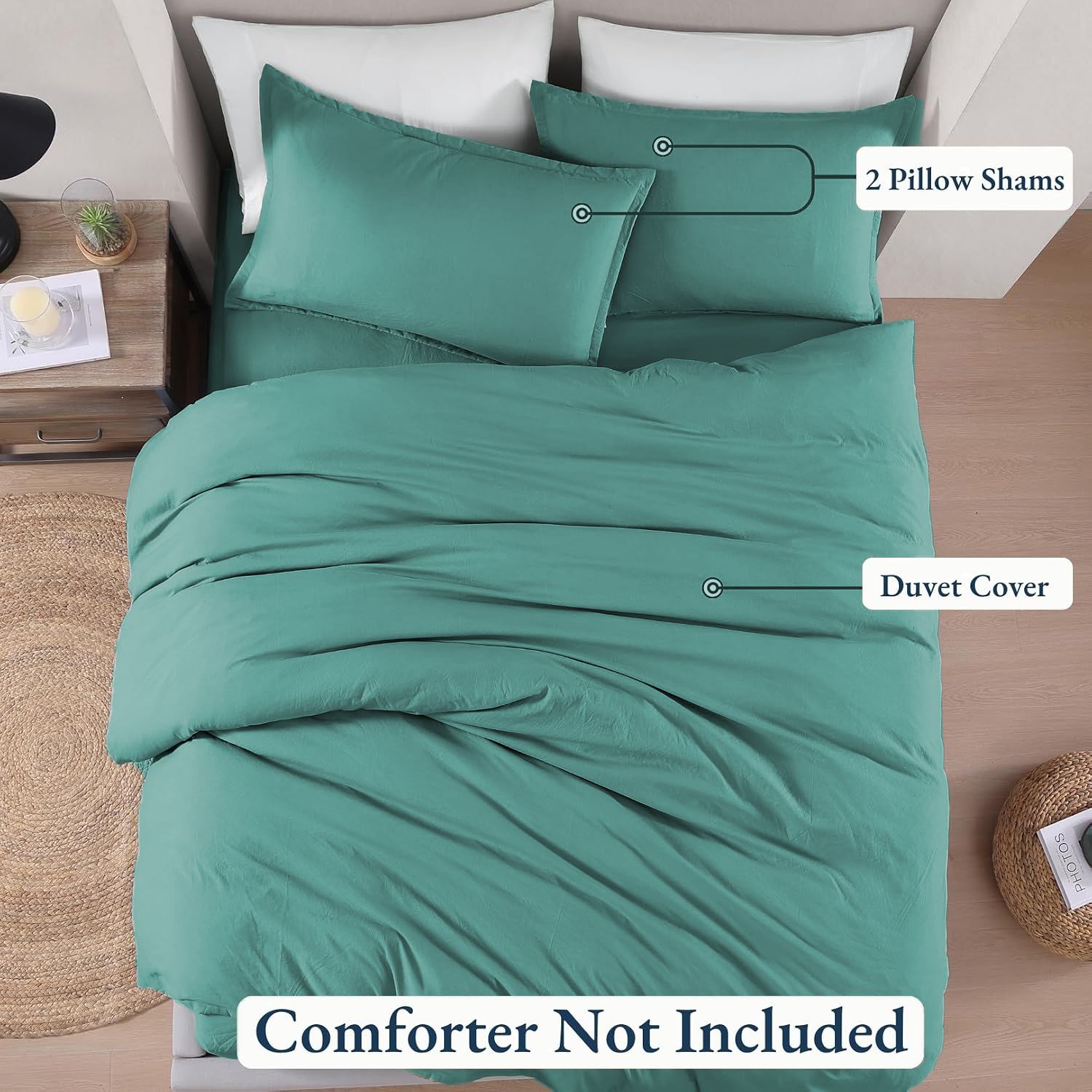 Hotel Soft Microfiber Duvet Cover Set-2000TC Quilt Cover Set & Pillowcases -1 Donna Cover Zipper Closure & 1 x Pillowcases-Breathable Bedding - Wrinkle, Fade, Stain Resistant(Biscay blue,Queen)