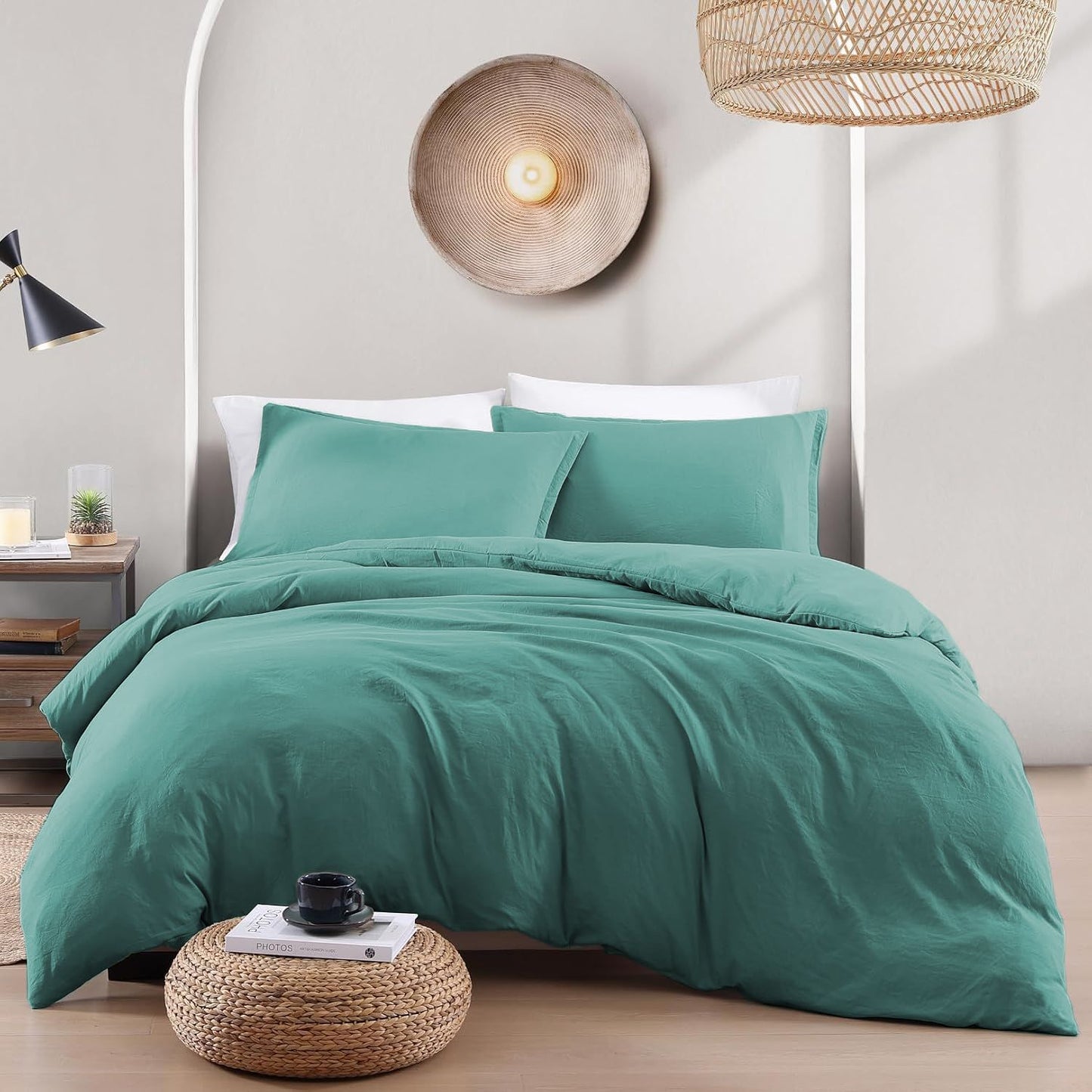 Hotel Soft Microfiber Duvet Cover Set-2000TC Quilt Cover Set & Pillowcases -1 Donna Cover Zipper Closure & 1 x Pillowcases-Breathable Bedding - Wrinkle, Fade, Stain Resistant(Biscay blue,Queen)