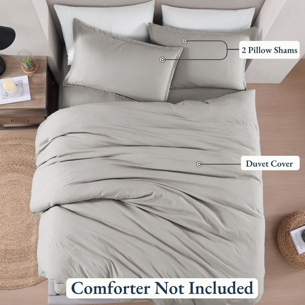 Hotel Soft Microfiber Duvet Cover Set-2000TC Quilt Cover Set & Pillowcases -1 Donna Cover Zipper Closure & 1 x Pillowcases-Breathable Bedding - Wrinkle, Fade, Stain Resistant(Silver-gray,Queen)