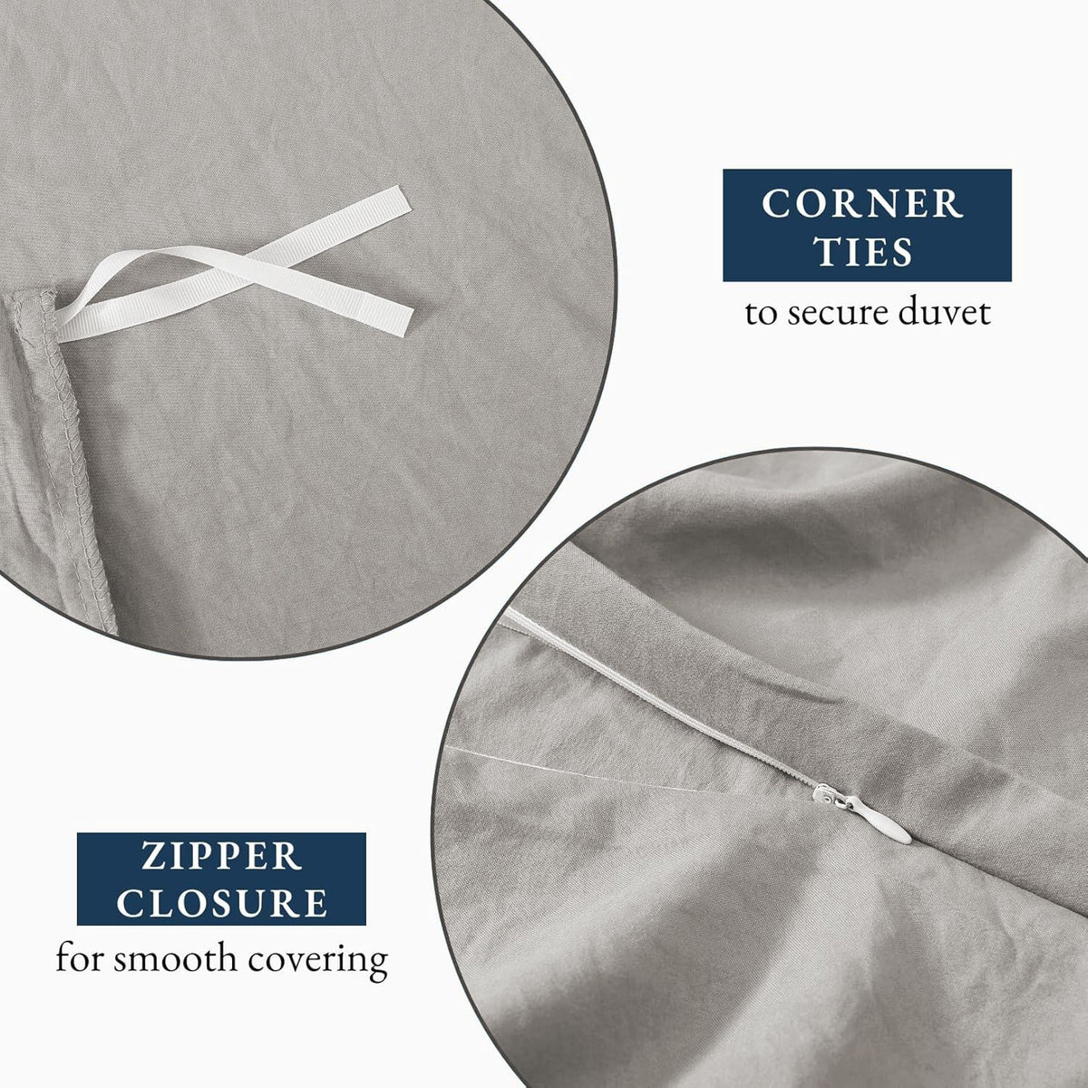 Hotel Soft Microfiber Duvet Cover Set-2000TC Quilt Cover Set & Pillowcases -1 Donna Cover Zipper Closure & 1 x Pillowcases-Breathable Bedding - Wrinkle, Fade, Stain Resistant(Silver-gray,Queen)