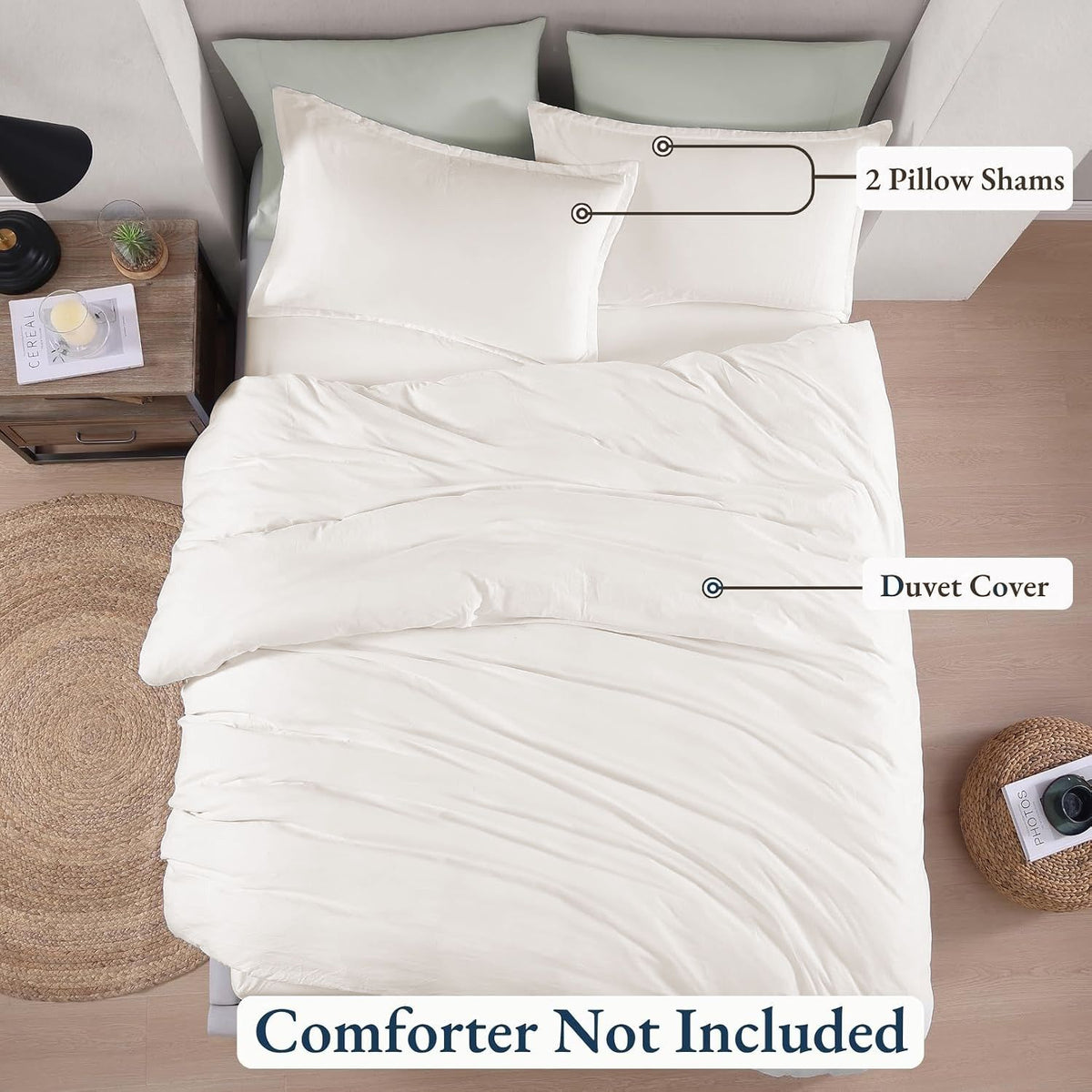 Hotel Soft Microfiber Duvet Cover Set-2000TC Quilt Cover Set & Pillowcases -1 Donna Cover Zipper Closure & 1 x Pillowcases-Breathable Bedding - Wrinkle, Fade, Stain Resistant(Raw white,Single)