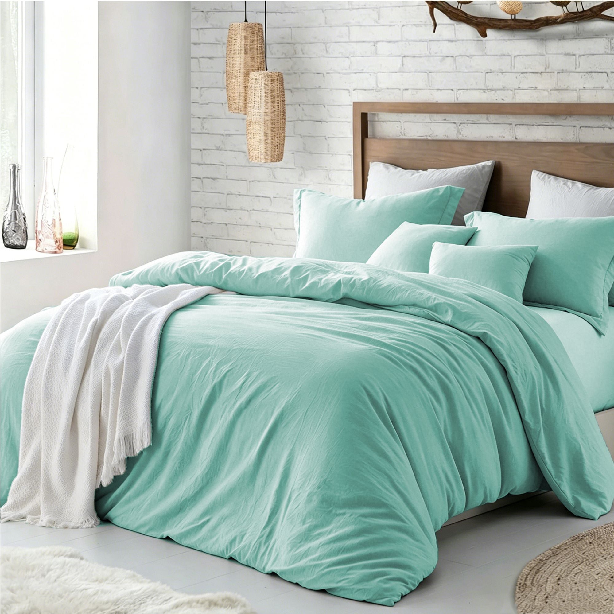 Hotel Soft Microfiber Duvet Cover Set-2000TC Quilt Cover Set & Pillowcases -1 Donna Cover Zipper Closure & 1 x Pillowcases-Breathable Bedding - Wrinkle, Fade, Stain Resistant(Ice Blue,Single)