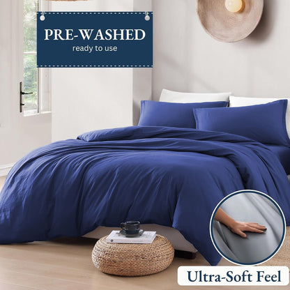 Hotel Soft Microfiber Duvet Cover Set-2000TC Quilt Cover Set & Pillowcases -1 Donna Cover Zipper Closure & 1 x Pillowcases-Breathable Bedding - Wrinkle, Fade, Stain Resistant(Royal blue,Single)