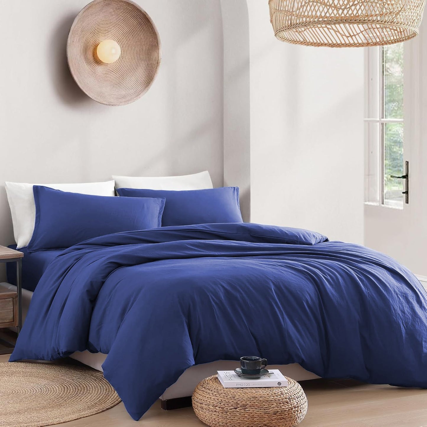 Hotel Soft Microfiber Duvet Cover Set-2000TC Quilt Cover Set & Pillowcases -1 Donna Cover Zipper Closure & 1 x Pillowcases-Breathable Bedding - Wrinkle, Fade, Stain Resistant(Royal blue,Single)
