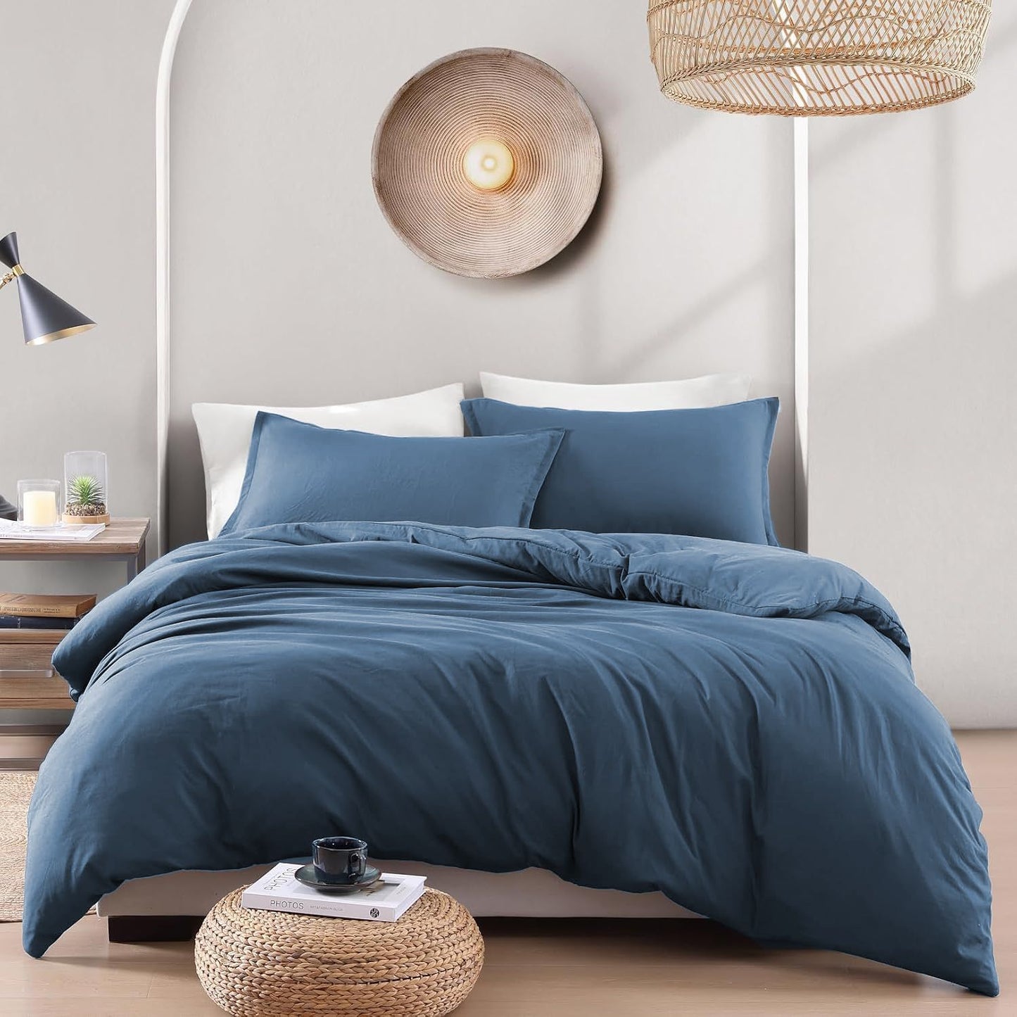 Hotel Soft Microfiber Duvet Cover Set-2000TC Quilt Cover Set & Pillowcases -1 Donna Cover Zipper Closure & 1 x Pillowcases-Breathable Bedding - Wrinkle, Fade, Stain Resistant(Ocean,Single)