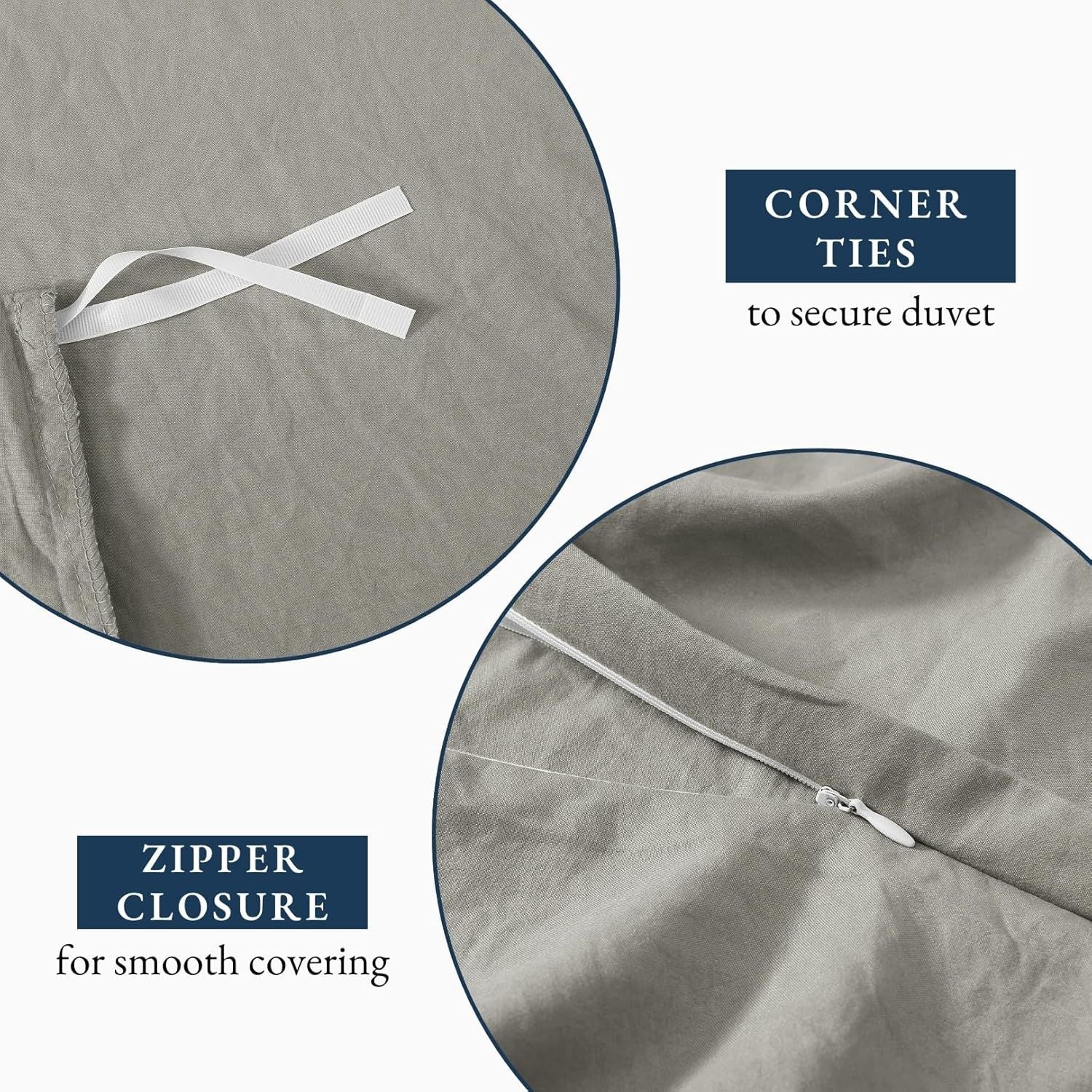 Hotel Soft Microfiber Duvet Cover Set-2000TC Quilt Cover Set & Pillowcases -1 Donna Cover Zipper Closure & 1 x Pillowcases-Breathable Bedding - Wrinkle, Fade, Stain Resistant(Grey,Single)