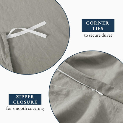 Hotel Soft Microfiber Duvet Cover Set-2000TC Quilt Cover Set & Pillowcases -1 Donna Cover Zipper Closure & 1 x Pillowcases-Breathable Bedding - Wrinkle, Fade, Stain Resistant(Grey,Single)