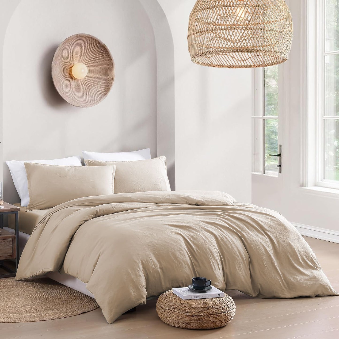Hotel Soft Microfiber Duvet Cover Set-2000TC Quilt Cover Set & Pillowcases -1 Donna Cover Zipper Closure & 1 x Pillowcases-Breathable Bedding - Wrinkle, Fade, Stain Resistant(Camel Beige,Single)
