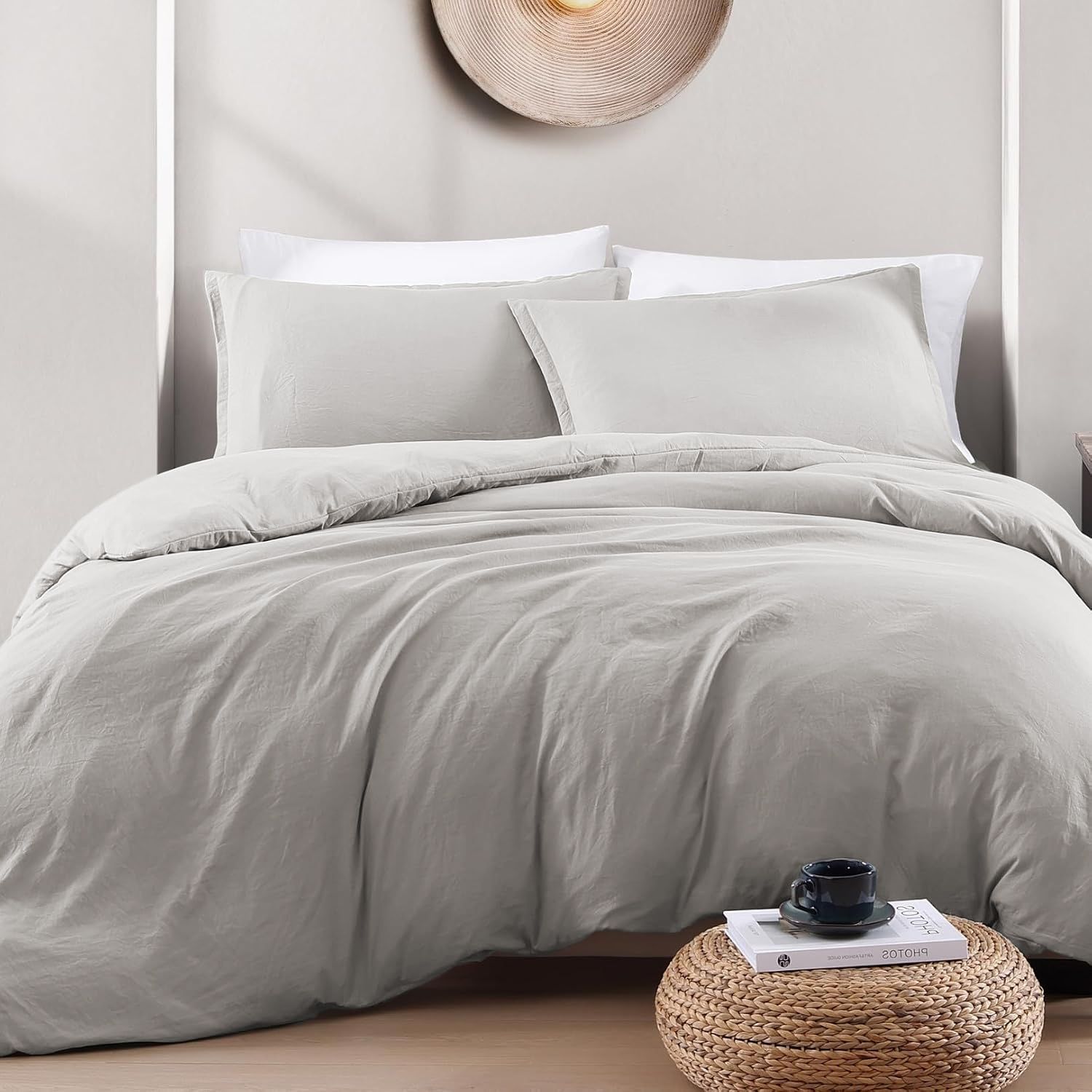 Hotel Soft Microfiber Duvet Cover Set-2000TC Quilt Cover Set & Pillowcases -1 Donna Cover Zipper Closure & 1 x Pillowcases-Breathable Bedding - Wrinkle, Fade, Stain Resistant(Silver-gray,Single)