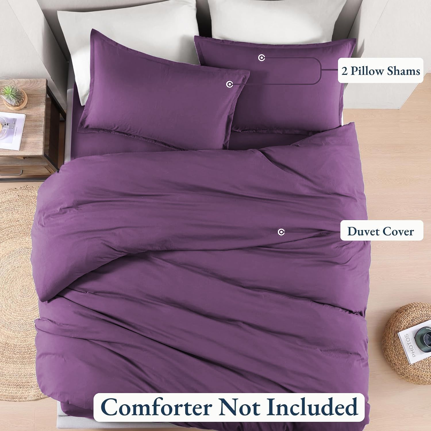 Hotel Soft Microfiber Duvet Cover Set-2000TC Quilt Cover Set & Pillowcases -1 Donna Cover Zipper Closure & 1 x Pillowcases-Breathable Bedding - Wrinkle, Fade, Stain Resistant(Purple,Single)