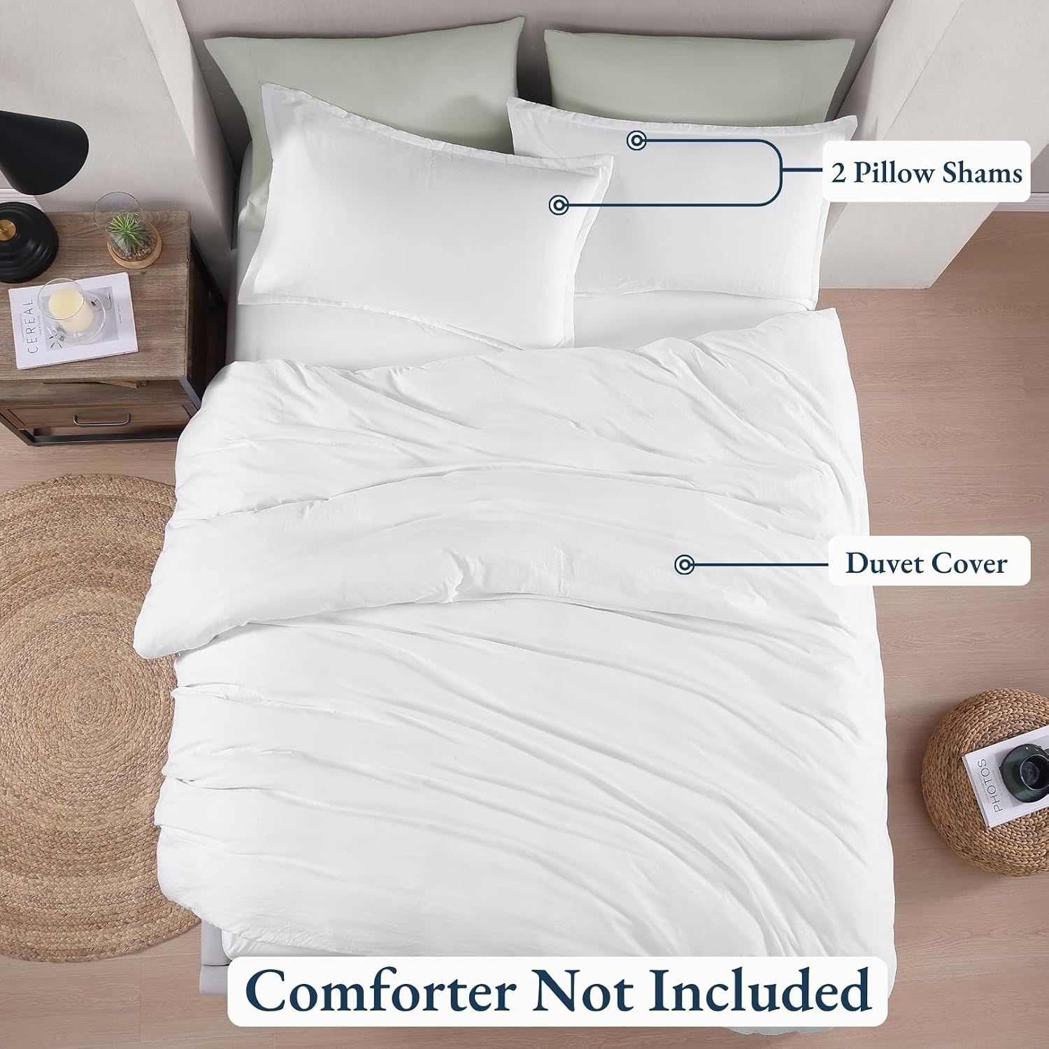 Hotel Soft Microfiber Duvet Cover Set-2000TC Quilt Cover Set & Pillowcases -1 Donna Cover Zipper Closure & 1 x Pillowcases-Breathable Bedding - Wrinkle, Fade, Stain Resistant(White,Super King)