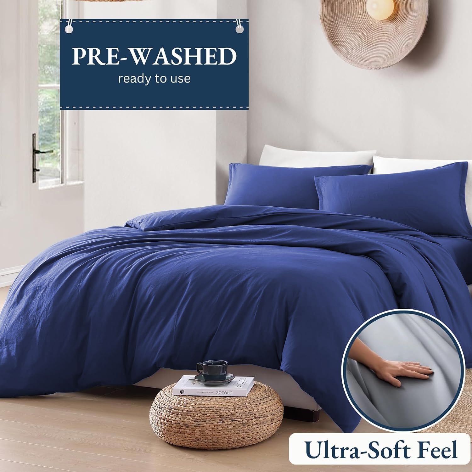 Hotel Soft Microfiber Duvet Cover Set-2000TC Quilt Cover Set & Pillowcases -1 Donna Cover Zipper Closure & 1 x Pillowcases-Breathable Bedding - Wrinkle, Fade, Stain Resistant(Royal blue,Super King)