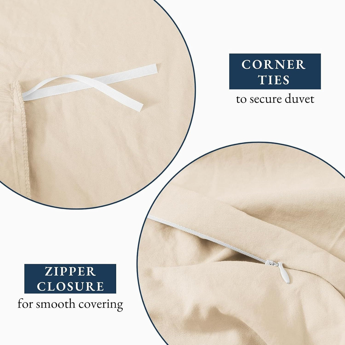 Hotel Soft Microfiber Duvet Cover Set-2000TC Quilt Cover Set & Pillowcases -1 Donna Cover Zipper Closure & 1 x Pillowcases-Breathable Bedding - Wrinkle, Fade, Stain Resistant(Cream White,Super King)