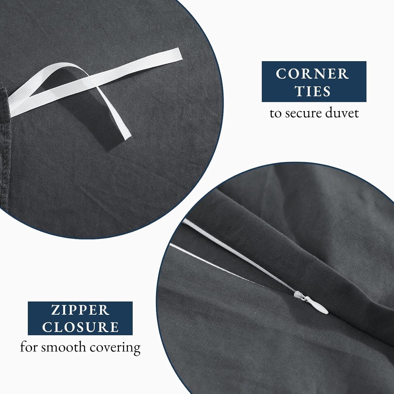 Hotel Soft Microfiber Duvet Cover Set-2000TC Quilt Cover Set & Pillowcases -1 Donna Cover Zipper Closure & 1 x Pillowcases-Breathable Bedding - Wrinkle, Fade, Stain Resistant(Dark gray,Super King)