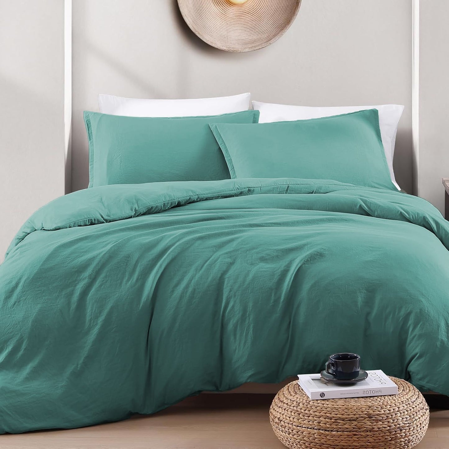 Hotel Soft Microfiber Duvet Cover Set-2000TC Quilt Cover Set & Pillowcases -1 Donna Cover Zipper Closure & 1 x Pillowcases-Breathable Bedding - Wrinkle, Fade, Stain Resistant(Biscay blue,Super King)