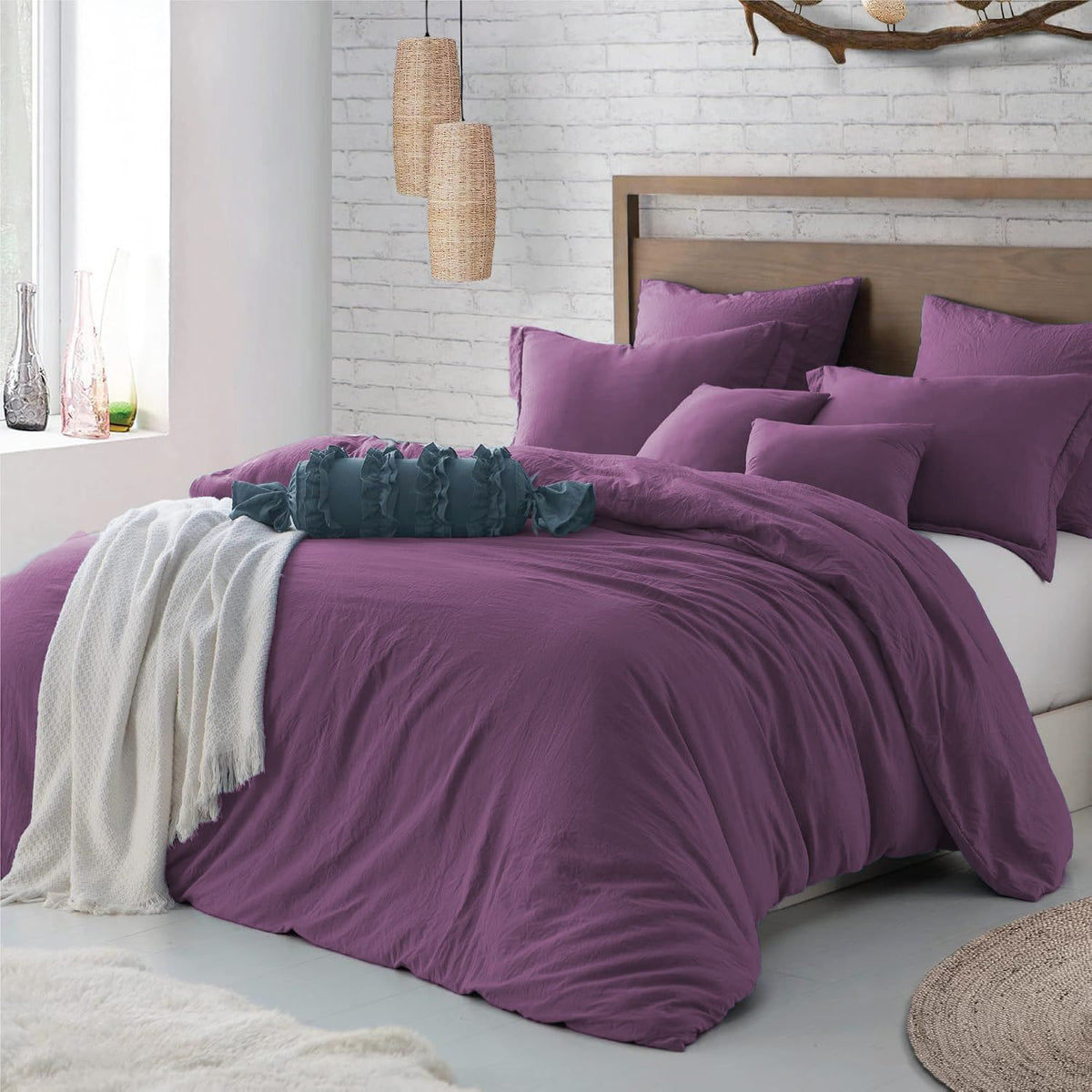 Hotel Soft Microfiber Duvet Cover Set-2000TC Quilt Cover Set & Pillowcases -1 Donna Cover Zipper Closure & 1 x Pillowcases-Breathable Bedding - Wrinkle, Fade, Stain Resistant(Purple,Super King)