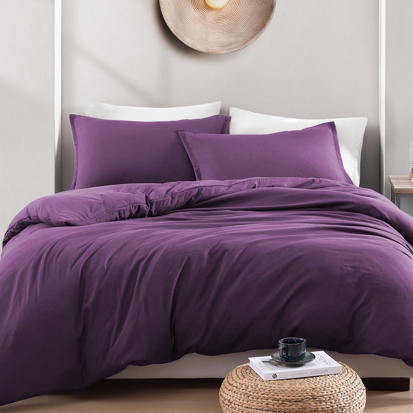 Hotel Soft Microfiber Duvet Cover Set-2000TC Quilt Cover Set & Pillowcases -1 Donna Cover Zipper Closure & 1 x Pillowcases-Breathable Bedding - Wrinkle, Fade, Stain Resistant(Purple,Super King)