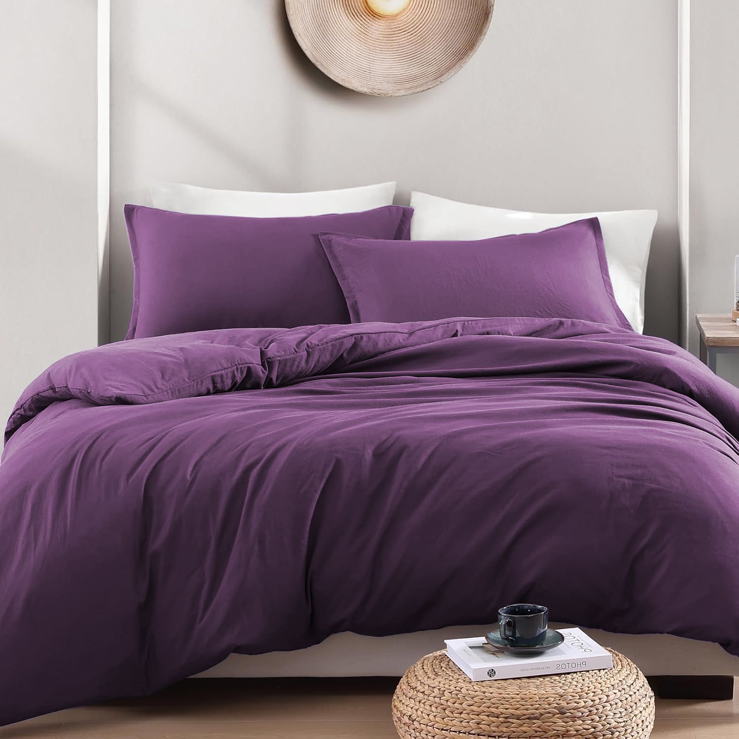 Hotel Soft Microfiber Duvet Cover Set-2000TC Quilt Cover Set & Pillowcases -1 Donna Cover Zipper Closure & 1 x Pillowcases-Breathable Bedding - Wrinkle, Fade, Stain Resistant(Purple,Super King)