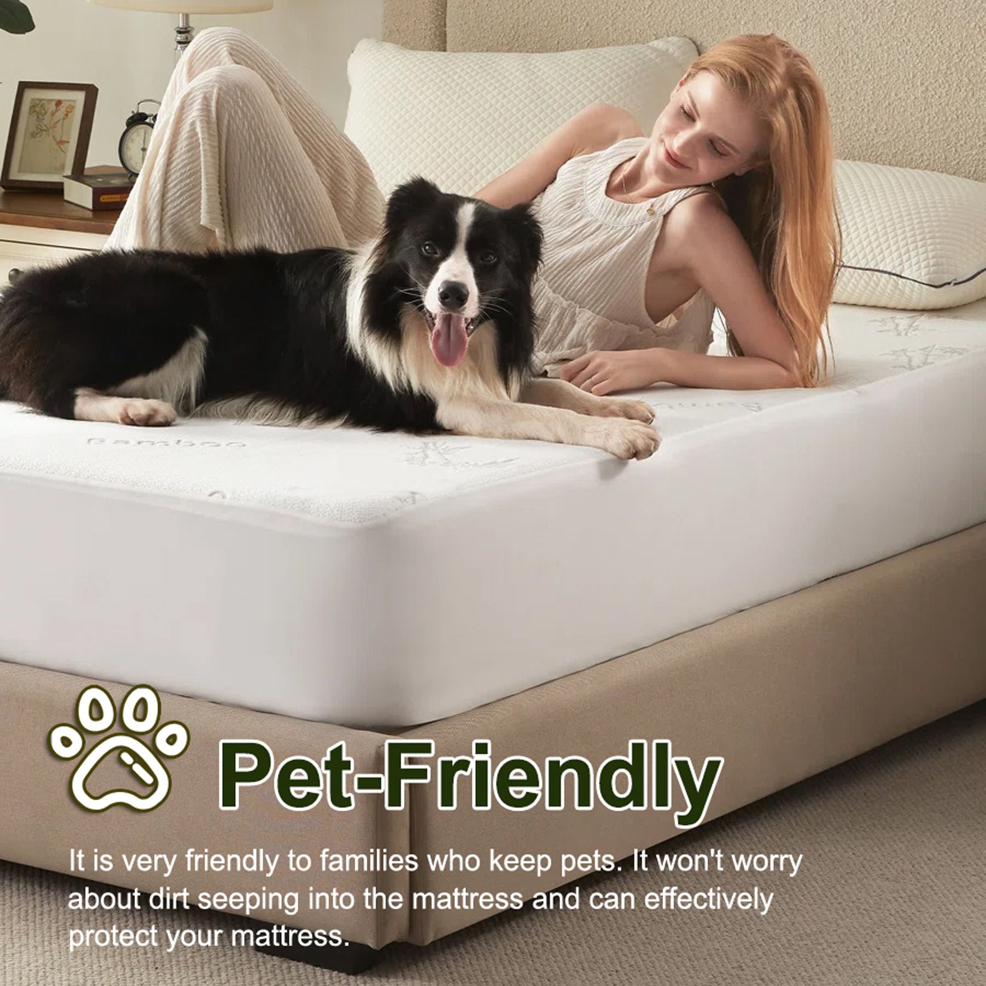 100% Waterproof King Single Mattress Protector, Breathable Mattress Cover King Single Size Bed, 3D Air Fabric V1317-FS260-AUKS-CL