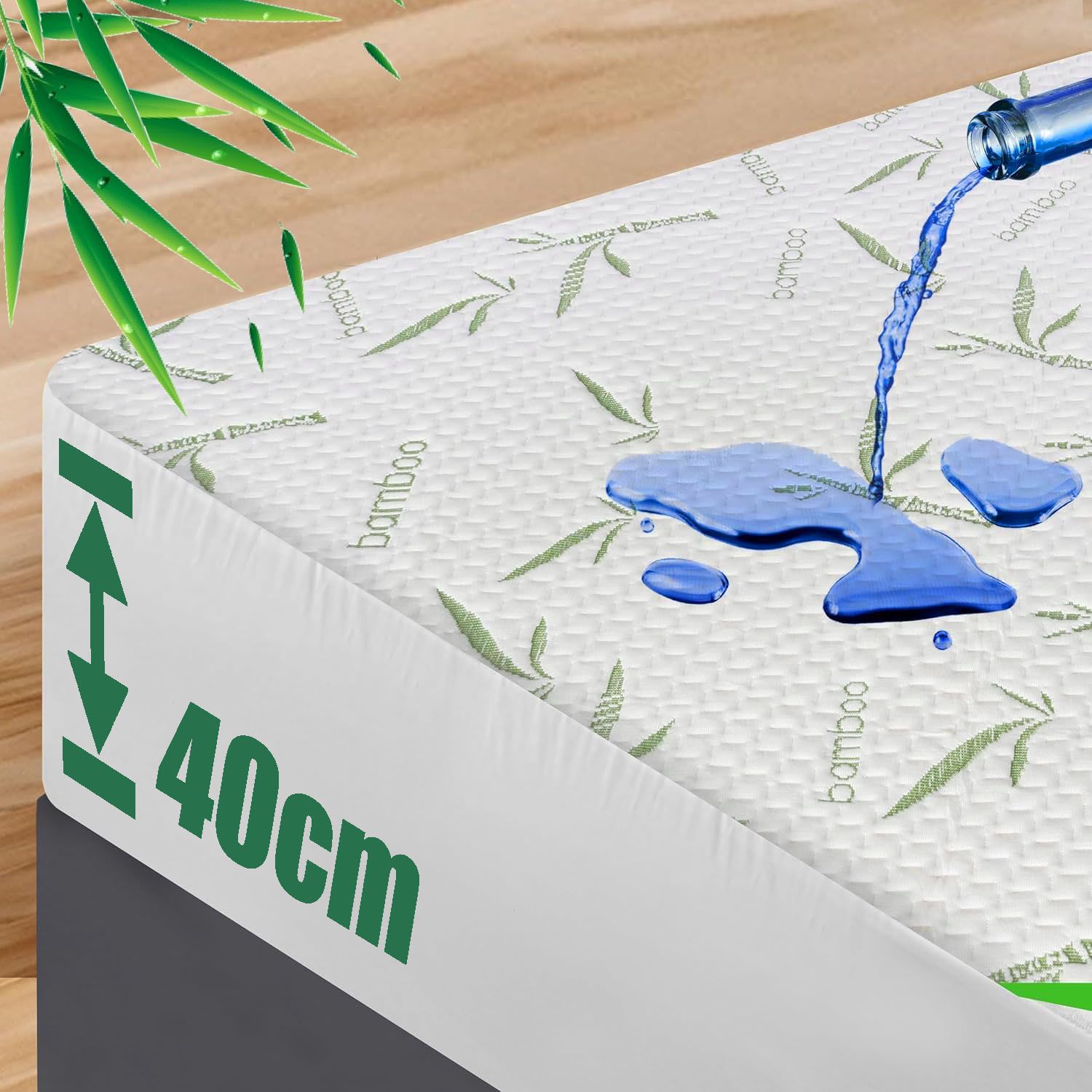 100% Waterproof Single Mattress Protector, Breathable Mattress Cover Single Size Bed, 3D Air Fabric Cooling V1317-FS260-AUS