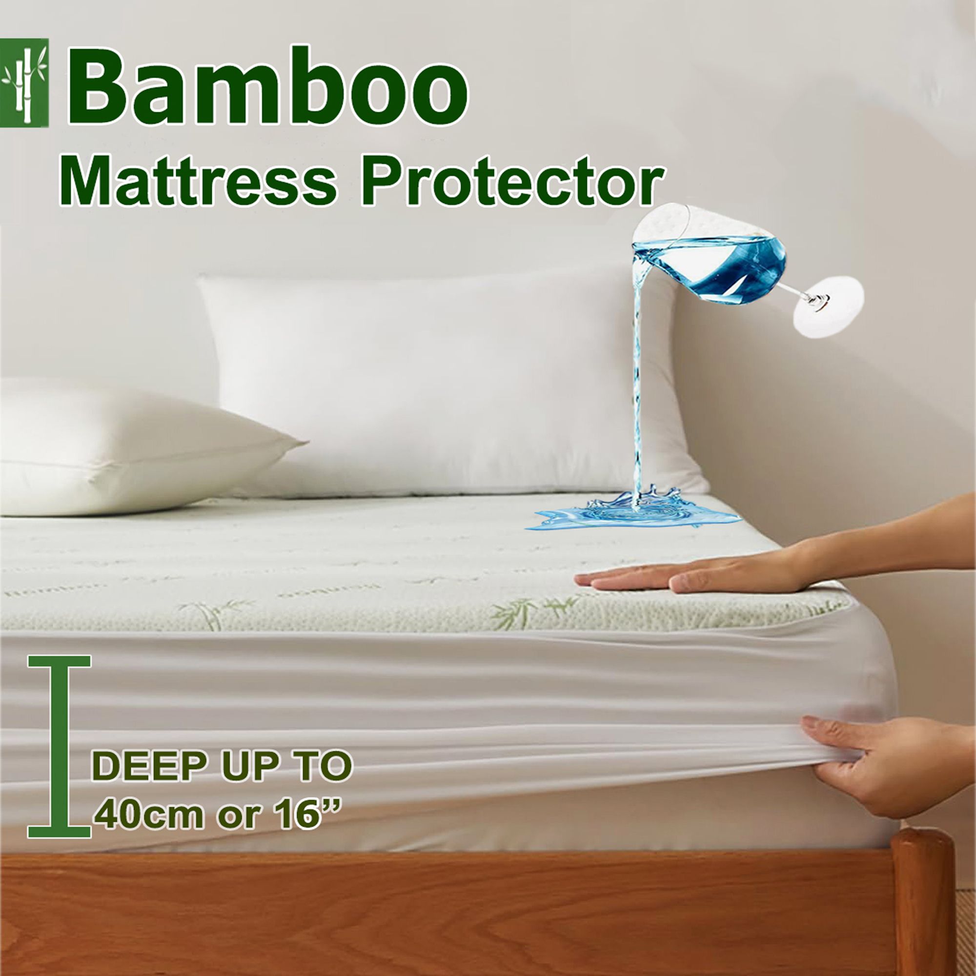 100% Waterproof Super King Mattress Protector, Breathable Mattress Cover Super King Size Bed, 3D Air Fabric V1317-FS260-AUSK-CL
