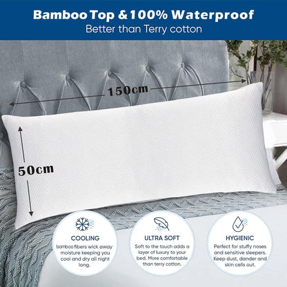 Waterproof Bamboo Pillow Protector Cover,100% Bug Water Proof Zippered Pillow Cases Body Size (1 Pack, V1317-FS280-AUCC-Z-BAI