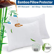 Waterproof Bamboo Pillow Protector Cover, 100% Bug Water Proof Zippered Pillow Cases Standard/Queen Size ( 2 V1317-FS280-AUST-Z-BAI