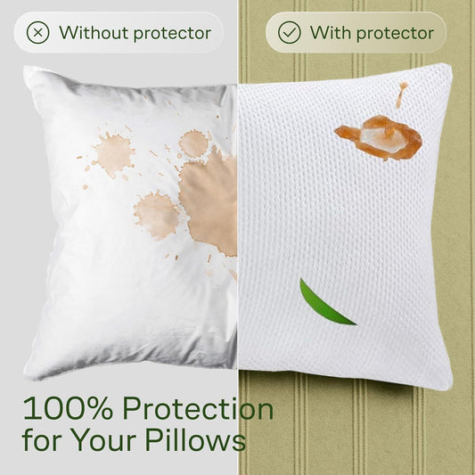 Waterproof Bamboo Pillow Protector Cover, 100% Bug Water Proof Zippered Pillow Cases Standard/Queen Size ( 2 V1317-FS280-AUST-Z-BAI