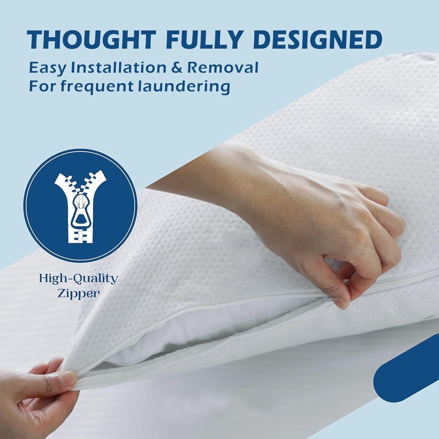 Waterproof Bamboo Pillow Protector Cover, 100% Bug Water Proof Zippered Pillow Cases Standard/Queen Size ( 2 V1317-FS280-AUST-Z-BAI