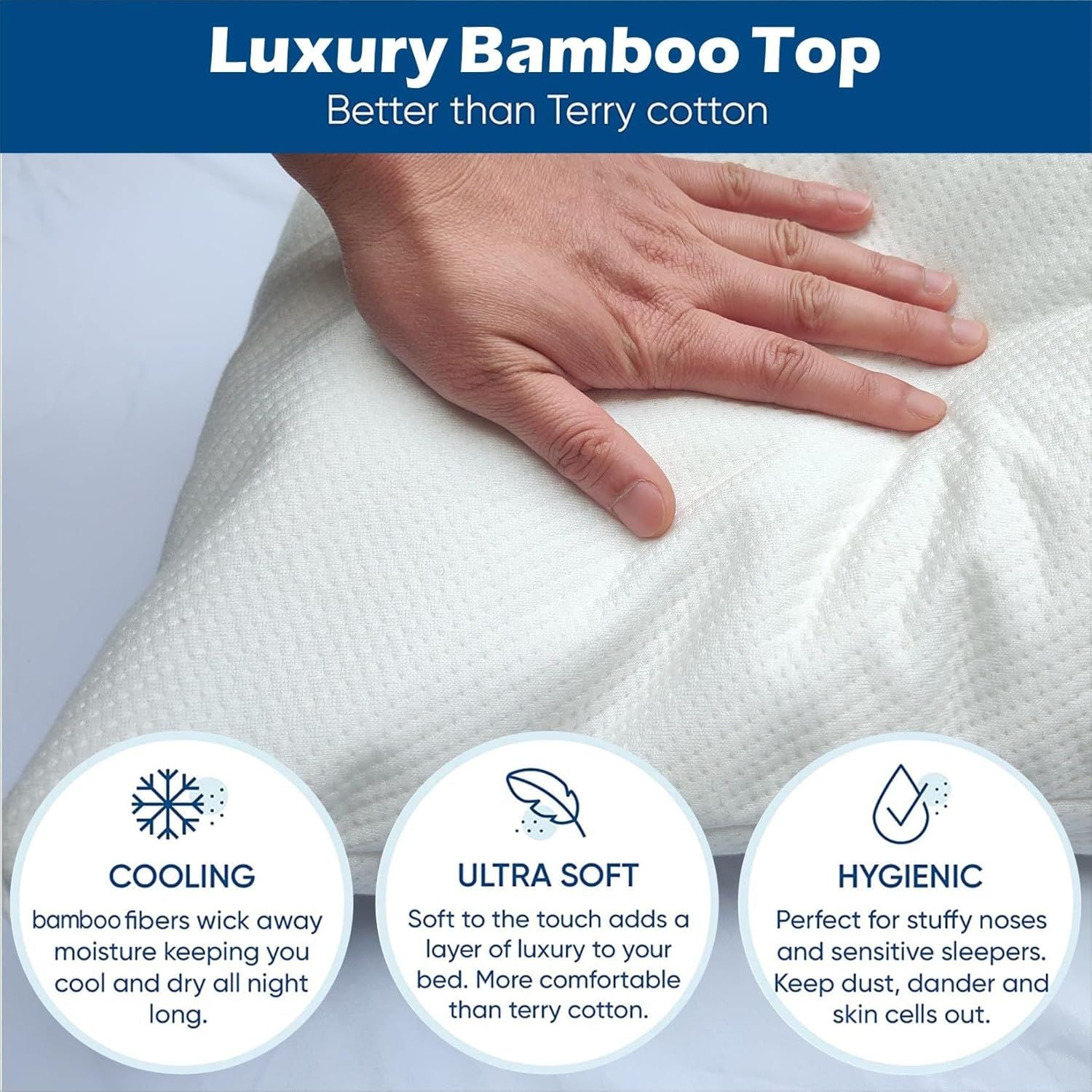 Waterproof Bamboo Pillow Protector Cover,100% Bug Water Proof Zippered Pillow Cases Standard/Queen Size ( 2 V1317-FS280-AUST-Z-LV