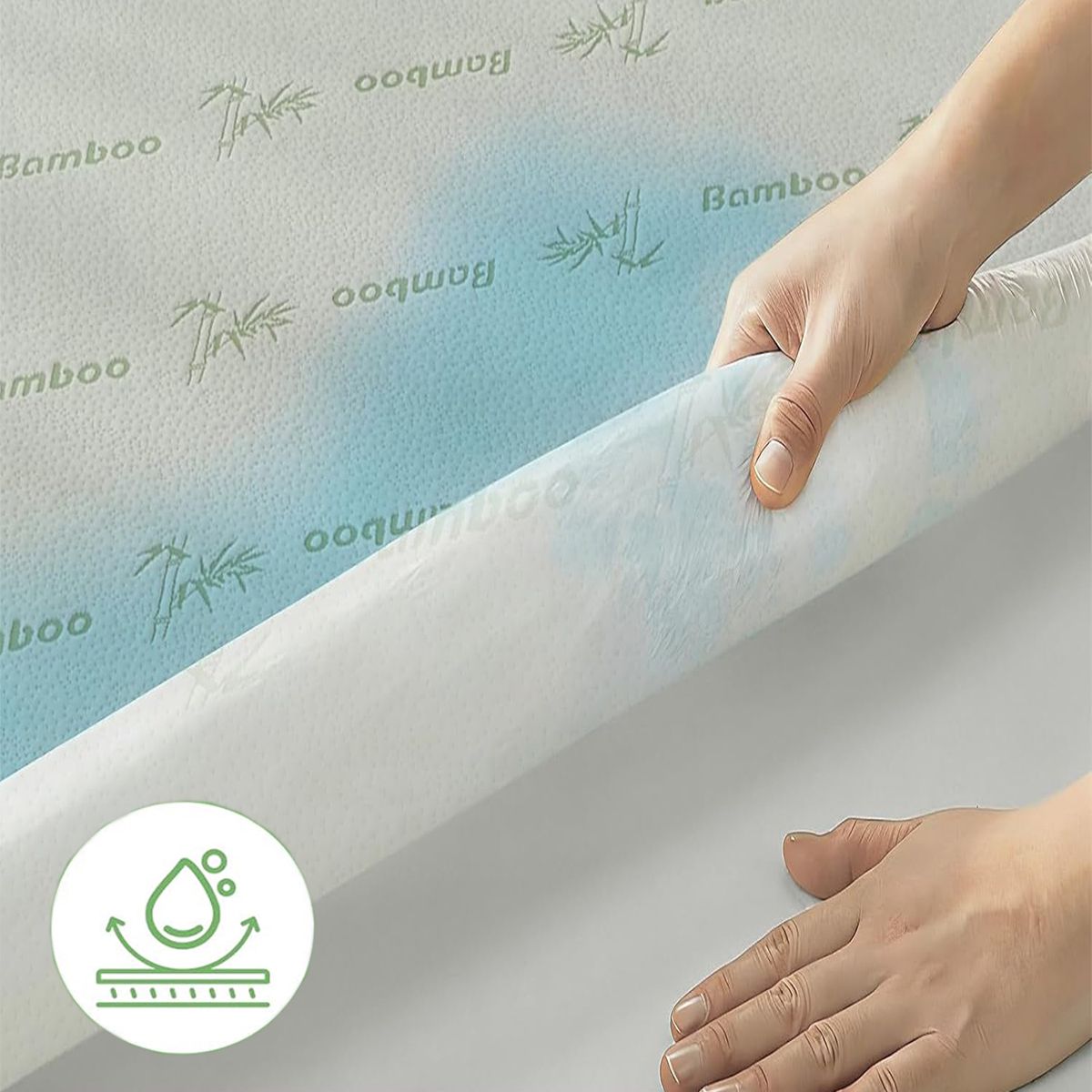 Bamboo Mattress Protector,Breathable Waterproof Mattress Cover,3D Air Fabric Cooling Bed Pad Cover, Deep Pocket 40cm(King Single,Green)