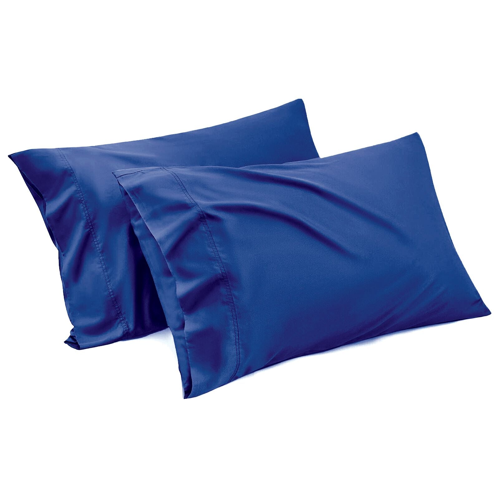 1000TC Ultra Soft Microfiber Pillowcases,Pair of Standard Pillow Covers,（navy, Standard Size, 48x74 cm)