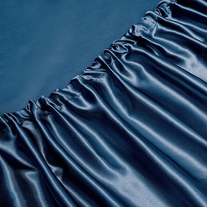 Art Silk Satin Sheet Set Hotel 4 Pieces Fitted/Flat Sheet Bedding Set-Luxury Soft Silky Sheets for Hair and Skin, Similar to Silk Bed Sheets Set 4 Pieces(Double,Navy)