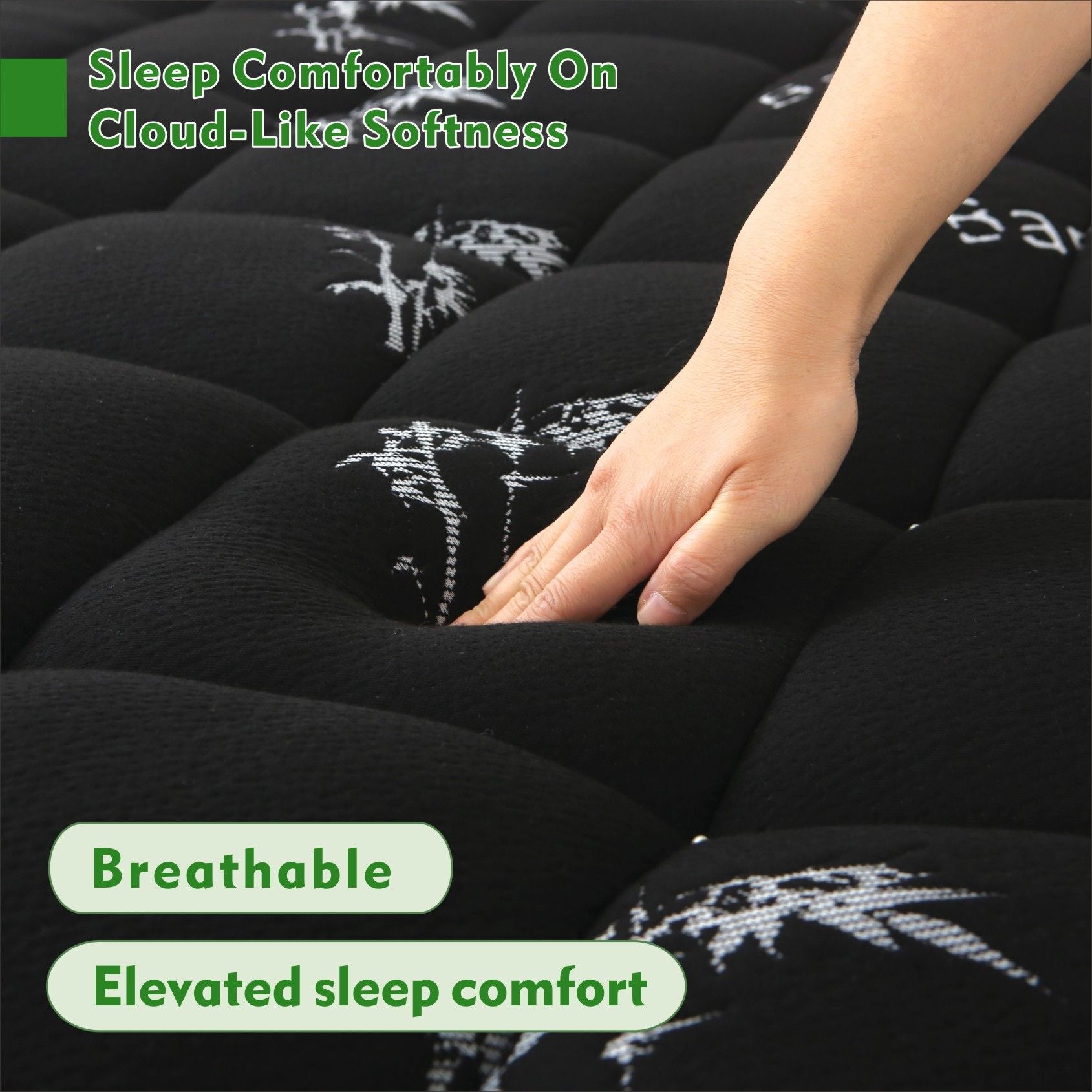 800GSM Mattress Topper Viscose Derived from Bamboo, Thick Pillowtop Fitted Mattress Cover with 45cm Deep Skirt - Machine Washable Hypoallergenic(King,Black)