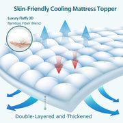 1000GSM Mattress Topper Viscose Derived from Bamboo, Thick Pillowtop Fitted Mattress Cover with 45cm Deep Skirt - Machine Washable Hypoallergenic(Super King,white)